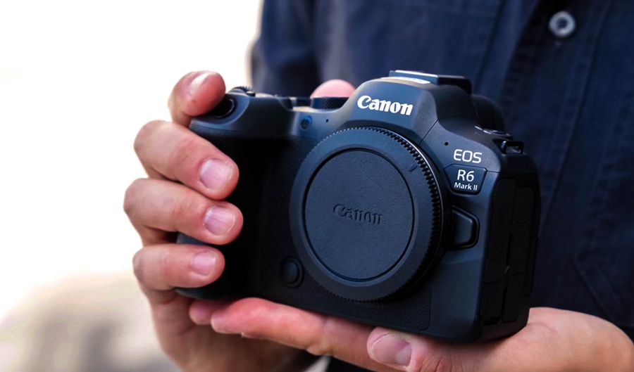 Canon R6 Mark II body in hands